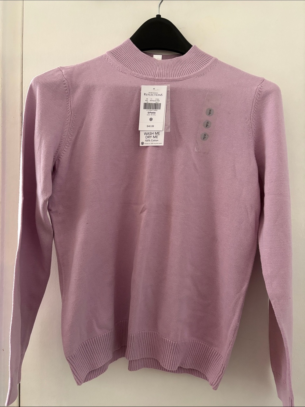 Northern Reflections Lavender Pink Long Sleeve Crewneck Sweater